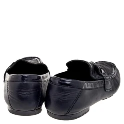 Versace Black Patent Leather And Signature Canvas Medusa Detail Slip On Loafers Size 44 For Men -Versace Official Website luxury men versace used shoes p569768 001