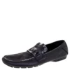Versace Black Patent Leather And Signature Canvas Medusa Detail Slip On Loafers Size 44 For Men