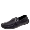 Versace Black Lizard Leather Medusa Detail Slip On Loafers Size 43 For Men