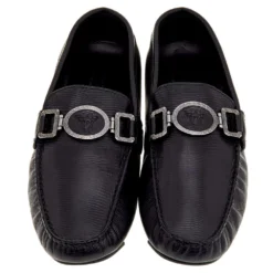 Versace Black Lizard Leather Medusa Detail Slip On Loafers Size 43 For Men -Versace Official Website luxury men versace used shoes p569769 006