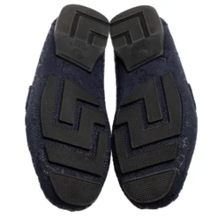 Versace Blue Nubuck Leather Medusa Slip On Loafers Size 40 For Men -Versace Official Website luxury men versace used shoes p571911 003