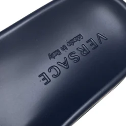 Versace Navy Blue Velvet Medusa Head Flat Slides Size 40 For Men -Versace Official Website luxury men versace used shoes p576413 003