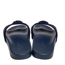 Versace Navy Blue Velvet Medusa Head Flat Slides Size 40 For Men -Versace Official Website luxury men versace used shoes p576413 005
