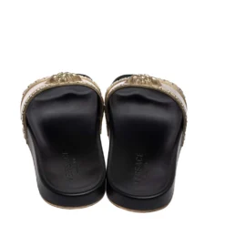 Versace Gold Rubber Medusa Flat Slides Size 41.5 For Men -Versace Official Website luxury men versace used shoes p578662 005