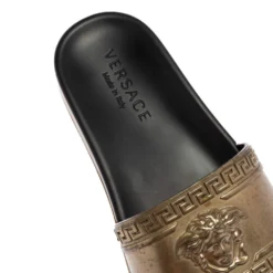 Versace Gold Rubber Medusa Flat Slides Size 41.5 For Men -Versace Official Website luxury men versace used shoes p578662 008