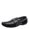 Versace Black Suede And Crocodile Leather Medusa Slip On Loafers Size 44 For Men