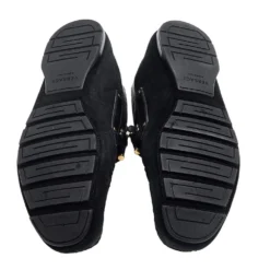 Versace Black Suede And Crocodile Leather Medusa Slip On Loafers Size 44 For Men -Versace Official Website luxury men versace used shoes p596009 008