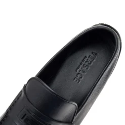 Versace Black Leather Slip On Loafers Size 46 For Men -Versace Official Website luxury men versace used shoes p596627 003