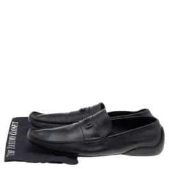Versace Black Leather Slip On Loafers Size 46 For Men -Versace Official Website luxury men versace used shoes p596627 008