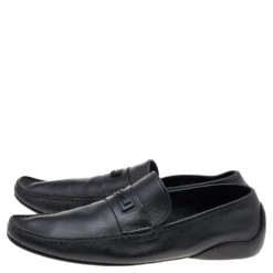 Versace Black Leather Slip On Loafers Size 46 For Men -Versace Official Website luxury men versace used shoes p596627 009