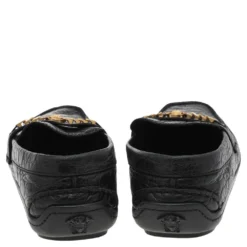 Versace Black Croc Embossed Leather Medusa Slip On Loafers Size 46 For Men -Versace Official Website luxury men versace used shoes p597068 008