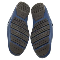 Versace Blue Leather Medusa Embellished Slip On Loafers Size 45 For Men -Versace Official Website luxury men versace used shoes p598329 009