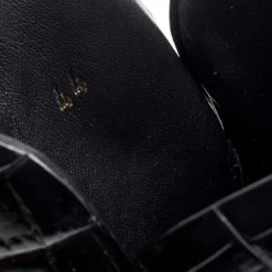 Versace Black Croc Embossed Leather Palazzo Medusa High Top Sneakers Size 44 For Men -Versace Official Website luxury men versace used shoes p603194 003