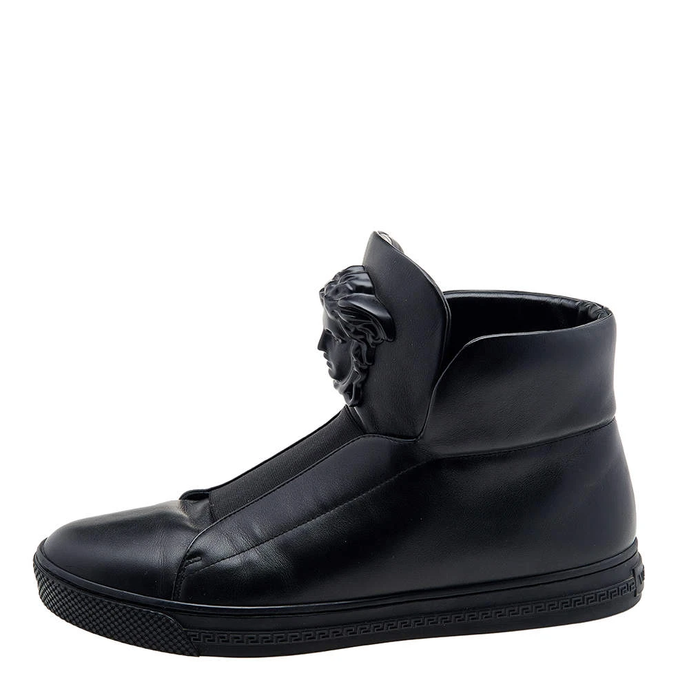 Versace Black Leather Palazzo Medusa High Top Sneakers Size 41 For Men 2 Versace Black Leather Palazzo Medusa High Top Sneakers Size 41 For Men - Image 2