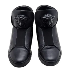 Versace Black Leather Palazzo Medusa High Top Sneakers Size 41 For Men 11 Versace Black Leather Palazzo Medusa High Top Sneakers Size 41 For Men -Versace Official Website luxury men versace used shoes p607985 004