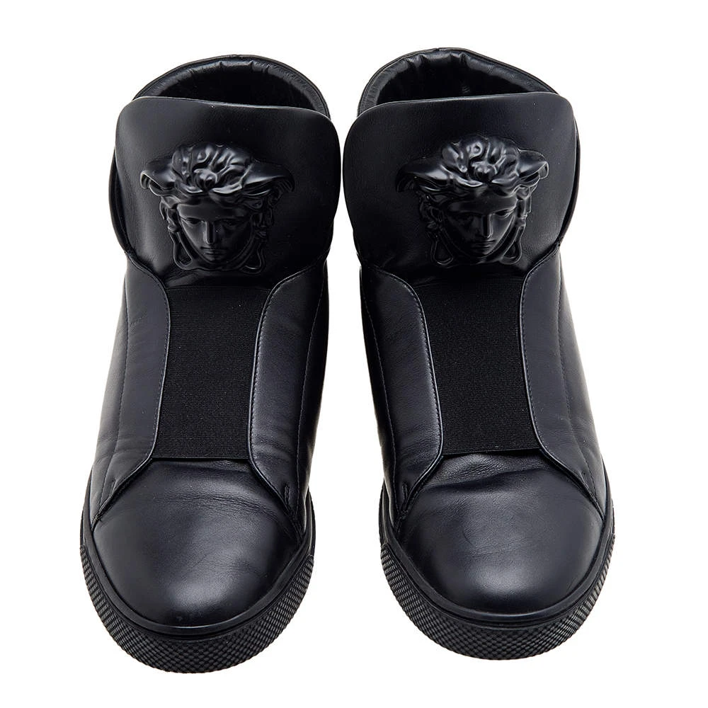Versace Black Leather Palazzo Medusa High Top Sneakers Size 41 For Men 3 Versace Black Leather Palazzo Medusa High Top Sneakers Size 41 For Men - Image 3