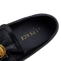 Versace Black Leather And Monogram Fabric Medusa Slip On Loafers Size 44 For Men 15 Versace Black Leather And Monogram Fabric Medusa Slip On Loafers Size 44 For Men -Versace Official Website luxury men versace used shoes p611484 003