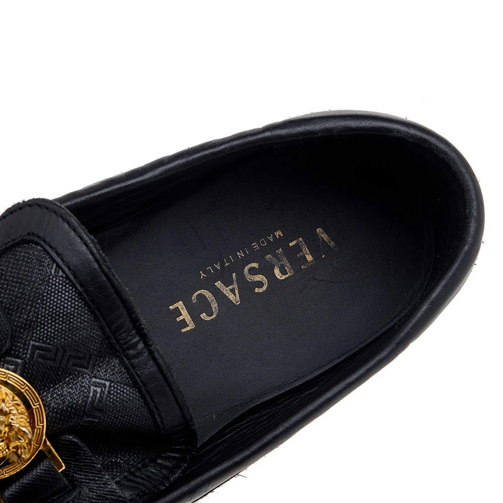 Versace Black Leather And Monogram Fabric Medusa Slip On Loafers Size 44 For Men 7 Versace Black Leather And Monogram Fabric Medusa Slip On Loafers Size 44 For Men - Image 7