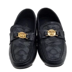 Versace Black Leather And Monogram Fabric Medusa Slip On Loafers Size 44 For Men 11 Versace Black Leather And Monogram Fabric Medusa Slip On Loafers Size 44 For Men -Versace Official Website luxury men versace used shoes p611484 006