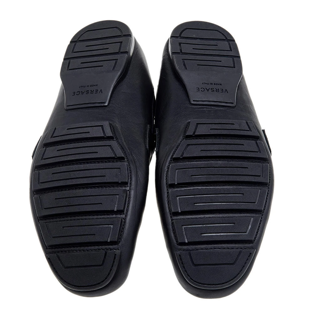 Versace Black Leather And Monogram Fabric Medusa Slip On Loafers Size 44 For Men 6 Versace Black Leather And Monogram Fabric Medusa Slip On Loafers Size 44 For Men - Image 6