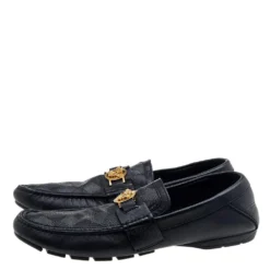 Versace Black Leather And Monogram Fabric Medusa Slip On Loafers Size 44 For Men 12 Versace Black Leather And Monogram Fabric Medusa Slip On Loafers Size 44 For Men -Versace Official Website luxury men versace used shoes p611484 010