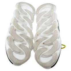 Versace Green Suede And Check Canvas Chain Reaction Sneakers Size 45 For Men -Versace Official Website luxury men versace used shoes p617296 007