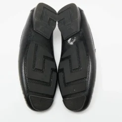 Versace Black Lizard Embossed Leather Driver Loafers Size 43 For Men -Versace Official Website luxury men versace used shoes p634439 002