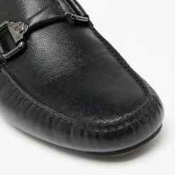 Versace Black Lizard Embossed Leather Driver Loafers Size 43 For Men -Versace Official Website luxury men versace used shoes p634439 003