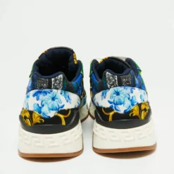 Versace Multicolor Canvas Barocco Chain Reaction Sneakers Size 45 For Men -Versace Official Website luxury men versace used shoes p660723 006