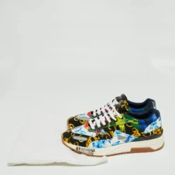 Versace Multicolor Canvas Barocco Chain Reaction Sneakers Size 45 For Men -Versace Official Website luxury men versace used shoes p660723 009