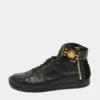 Versace Black Leather And Suede Medusa Strap High Top Sneakers Size 44 For Men