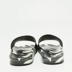 Versace Black/White Rubber Print Slide Sandals Size 43 For Men -Versace Official Website luxury men versace used shoes p661711 007