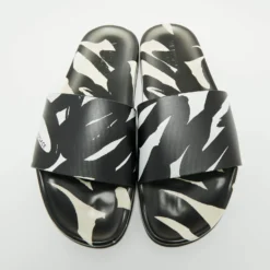 Versace Black/White Rubber Print Slide Sandals Size 43 For Men -Versace Official Website luxury men versace used shoes p661711 009