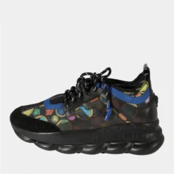 Versace Black Chain Reaction 'Diamond Print Sneaker EU 43.5 For Men