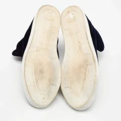 Versace Navy Blue Velvet Medusa Slip On High Top Sneakers Size 44 For Men -Versace Official Website luxury men versace used shoes p674021 001