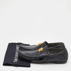 Versace Black Patent Leather Medusa Detail Slip On Loafers Size 43 For Men -Versace Official Website luxury men versace used shoes p680085 008