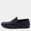 Versace Navy Blue Suede Medusa Loafers Size 42 For Men
