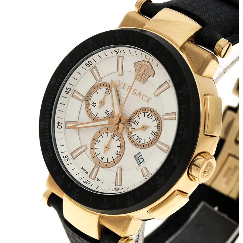 Versace White Dial Gold Tone Stainless Steel Mystique VFG Sport Men's Wristwatch 46 Mm For Men 2 Versace White Dial Gold Tone Stainless Steel Mystique VFG Sport Men's Wristwatch 46 Mm For Men - Image 2