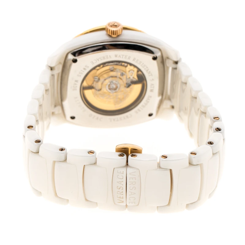 Versace White Mother Of Pearl Diamond Stainless Steel Ceramic Unisex Men's Wristwatch 40MM For Men 5 Versace White Mother Of Pearl Diamond Stainless Steel Ceramic Unisex Men's Wristwatch 40MM For Men - Image 5