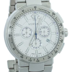 Versace Silver & White Stainless Steel Mystique VFG Sport Men's Wristwatch 46 Mm For Men -Versace Official Website luxury men versace used watches p386893 001