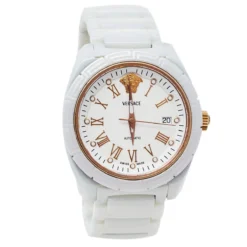 Versace White Ceramic Stainless Steel DV One 01A C1 Men's Wristwatch 41 Mm For Men