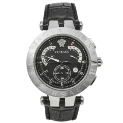 Versace Black Stainless Steel V Race 23C Men's Wristwatch 42 Mm For Men