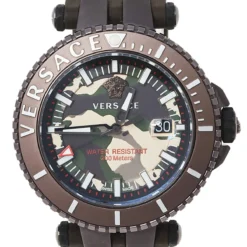 Versace Brown Ion Plated Stainless Steel Rubber V-Race VAK060010 Men's Wristwatch 46 Mm For Men -Versace Official Website luxury men versace used watches p460011 002