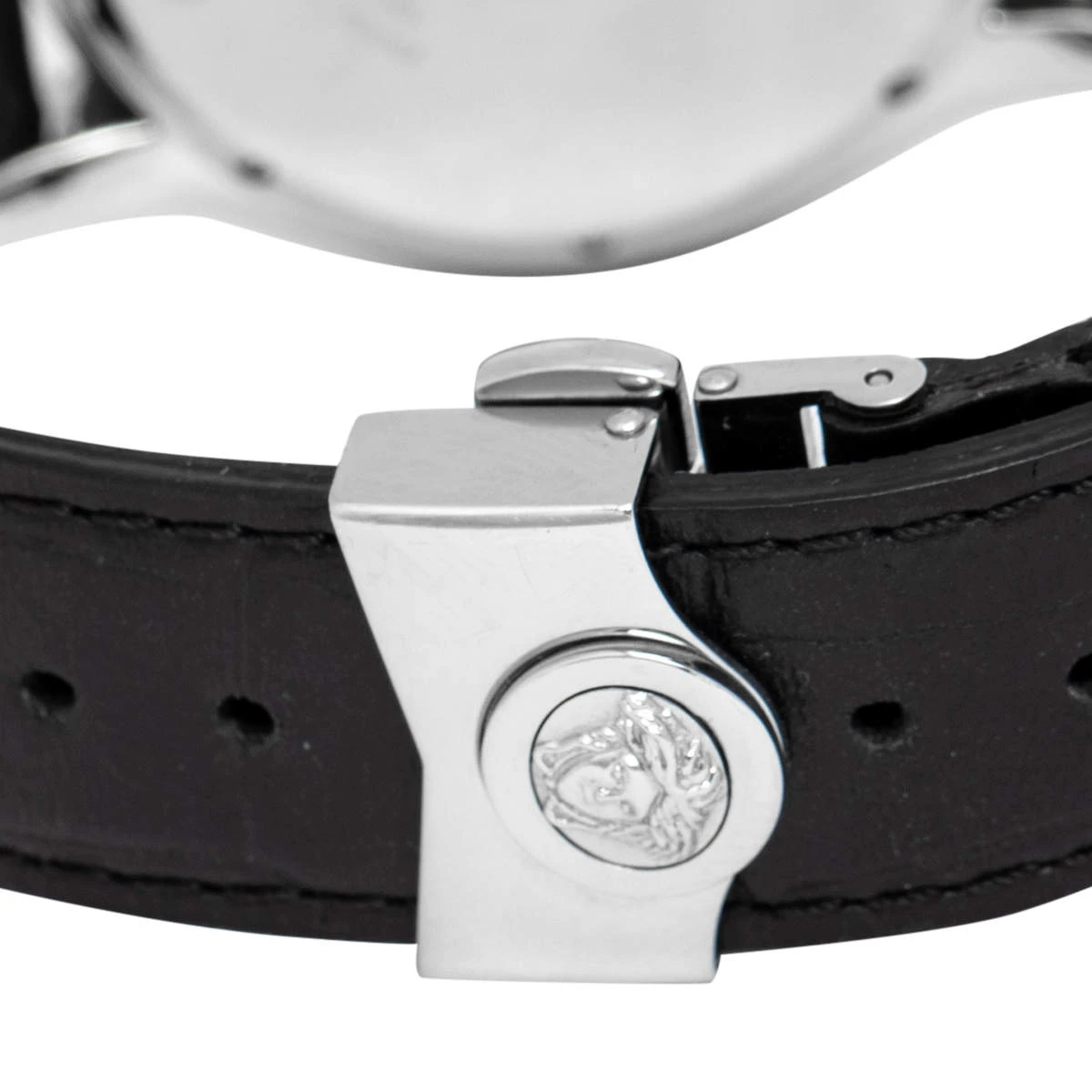 Versace Black Stainless Steel Leather ULC99 Men's Wristwatch 39 Mm For Men 5 Versace Black Stainless Steel Leather ULC99 Men's Wristwatch 39 Mm For Men - Image 5