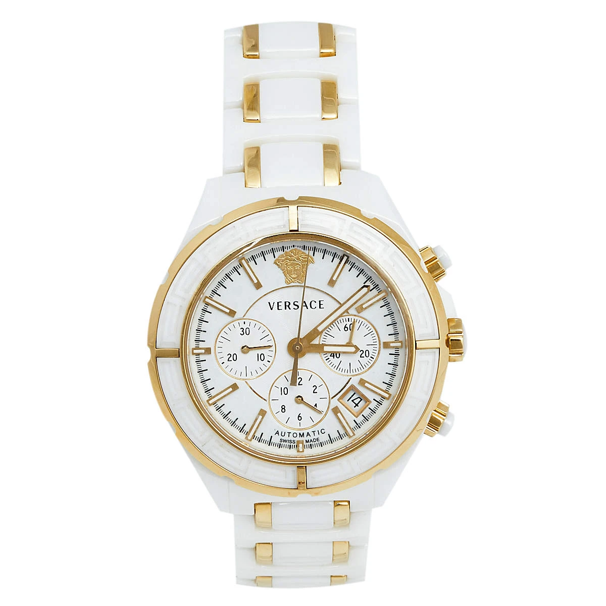 Versace White Ceramic Rose Gold Plated Stainless Steel DV One 16CCP1D001 SC01 Men's Wristwatch 43 Mm For Men 1 Versace White Ceramic Rose Gold Plated Stainless Steel DV One 16CCP1D001 SC01 Men's Wristwatch 43 Mm For Men