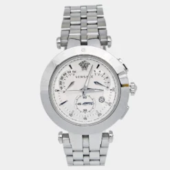 Versace Silver White Stainless Steel V Race 23C Women's Wristwatch 42 Mm For Men