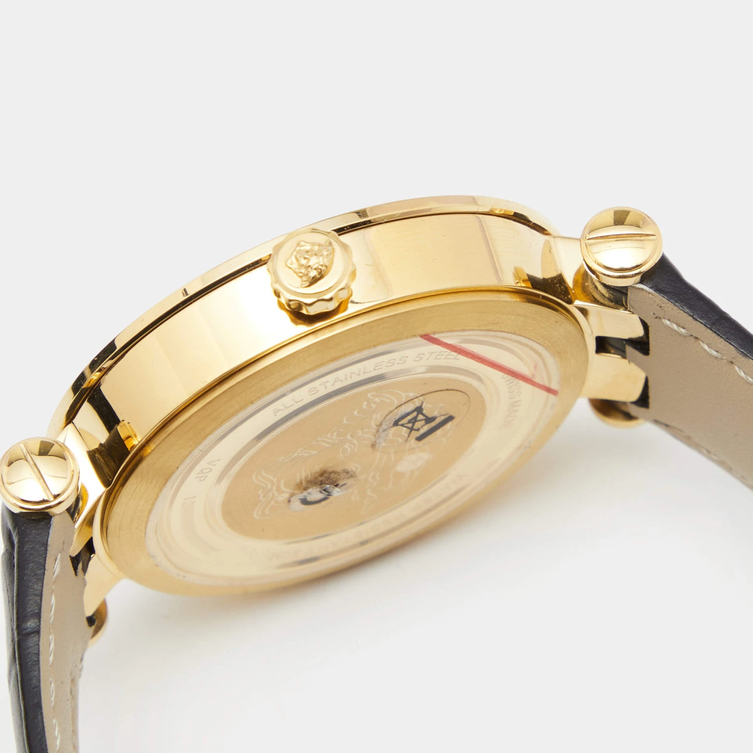 Versace Silver Gold Plated Stainless Steel Leather V-Race VPQ Men's Wristwatch 42 Mm For Men 8 Versace Silver Gold Plated Stainless Steel Leather V-Race VPQ Men's Wristwatch 42 Mm For Men - Image 8