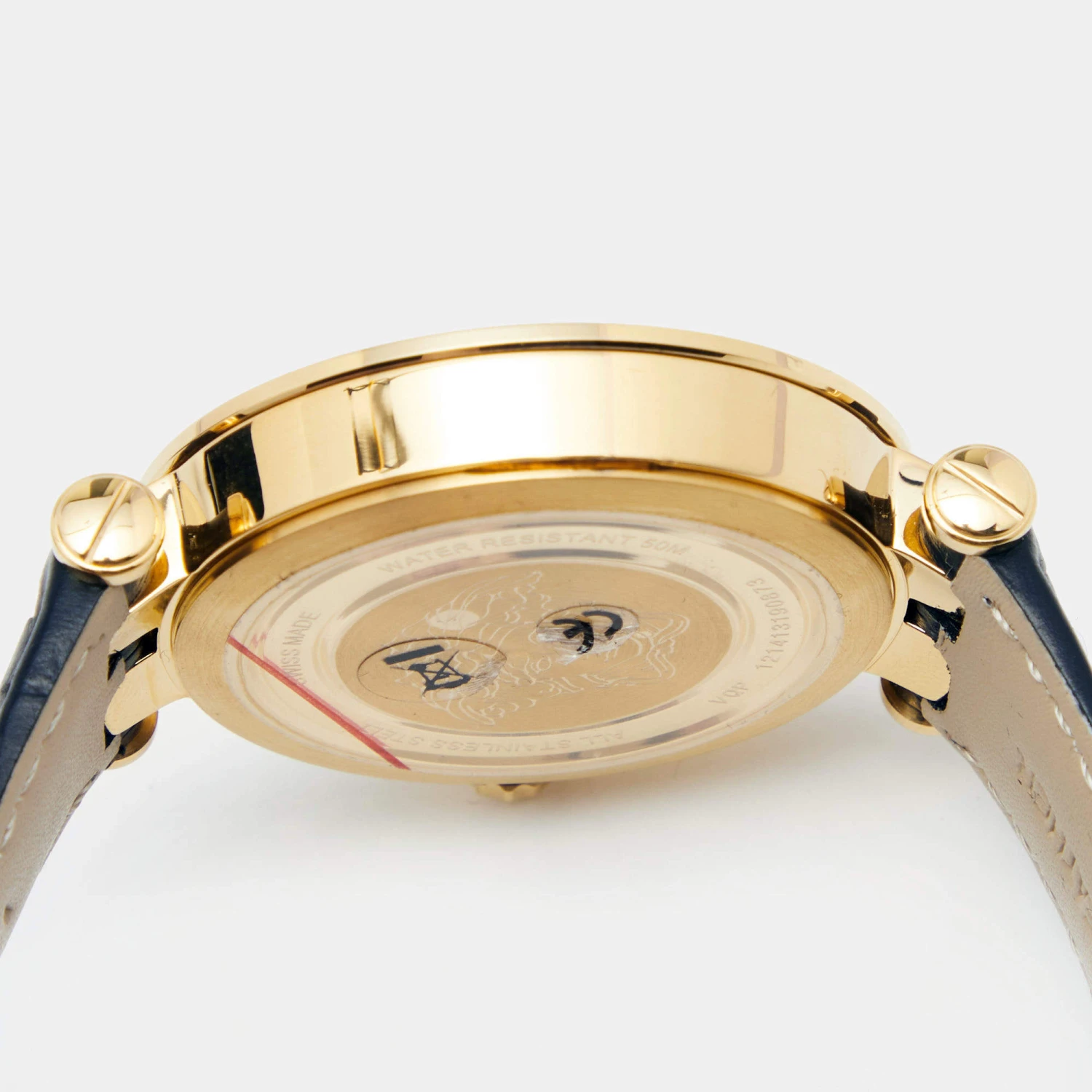 Versace Silver Gold Plated Stainless Steel Leather V-Race VPQ Men's Wristwatch 42 Mm For Men 7 Versace Silver Gold Plated Stainless Steel Leather V-Race VPQ Men's Wristwatch 42 Mm For Men - Image 7