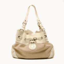 Versace White And Beige Leather Tote For Uncategorized