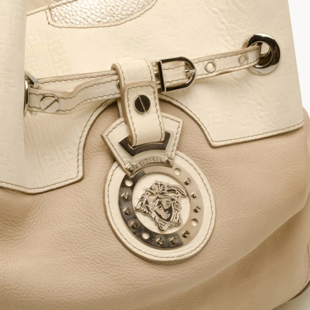 Versace White And Beige Leather Tote For Uncategorized 6 Versace White And Beige Leather Tote For Uncategorized - Image 6